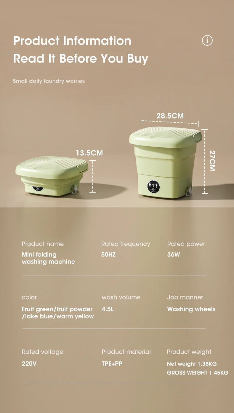 Mini Folding Washing Machine with Dryer Bucket